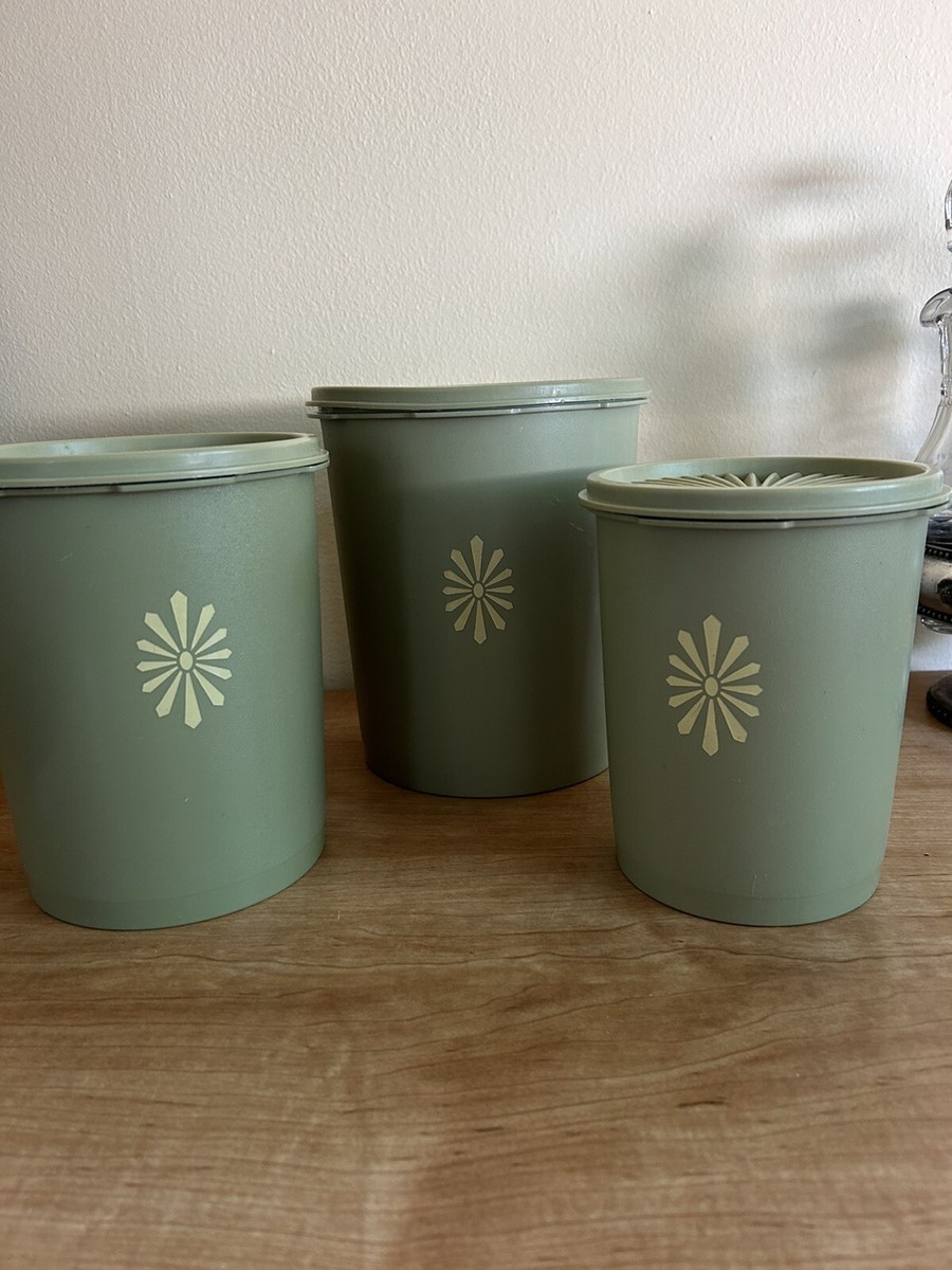 VTG Tupperware Storage Containers Set of 3 Avocado Starburst