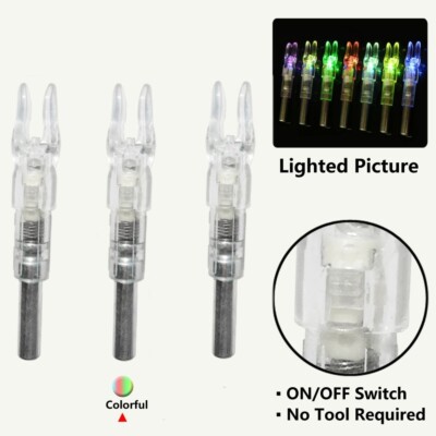 3/6/12Pcs Automatic LED Lighted Nocks Archery Arrows ID 6.2mm Arrow Nock Tail