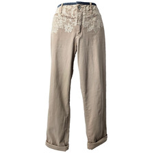 Anthropologie Pilcro Hyphen Chino Pant 32 Lace Embroidery Khaki NEW Beach Resort