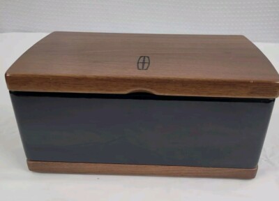 Lincoln Continental Walnut Wood Valet Jewelry Box with Drawer Velvet Lined