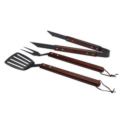 (3 Piece) Grilling BBQ Tool Set With Wooden Handles