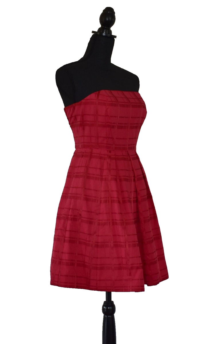 A8 NWT VINEYARD VINES Red Velvet Grossgrain Plaid Strapless Mini Dress Size  0 | eBay