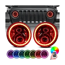 YEEGO DIRECT 7 Inch LED Headlights, RGB Halo Angel Eye, for Wrangler 1997-201...