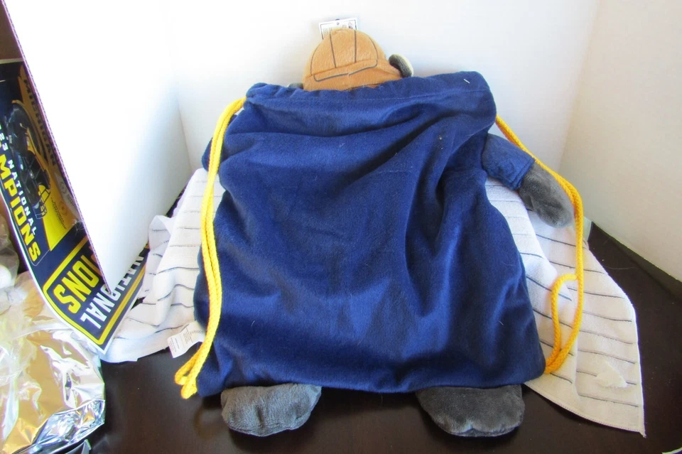 University of Michigan Football Kids Drawstring Backpack with Stuffed Bear Head - Image 4 of 4