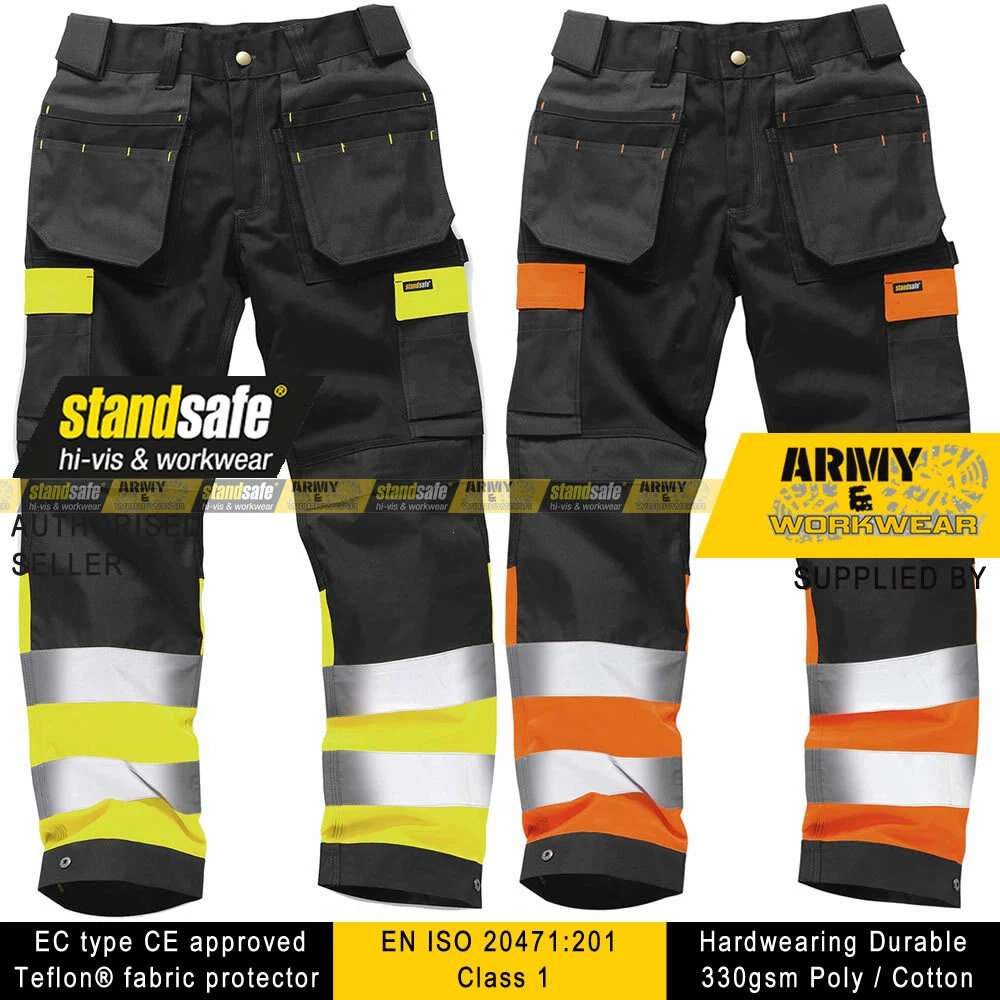 Standsafe Hi Vis Work Trouser Black/Yellow, 51% OFF