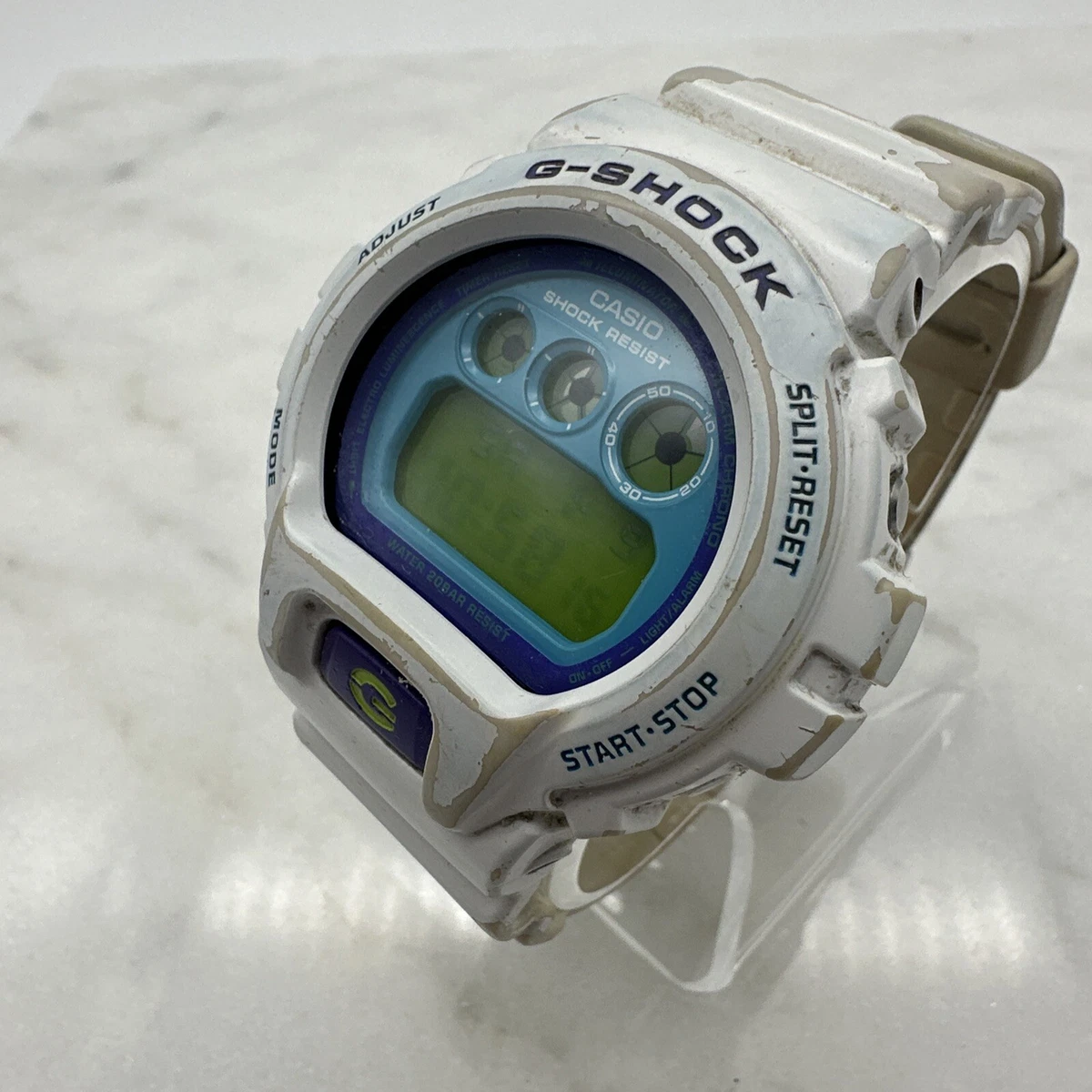 Vintage Casio G Shock DW6900CS 7 1289 White Blue Men s Watch Worn New Battery