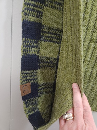 C.C. Exclusives Women's Hat and Scarf - Matching - Green Checked - Picture 6 of 7