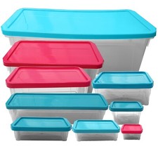 Plastic Storage Box Storage Container Sizes 250ml - 15L Colour Lids