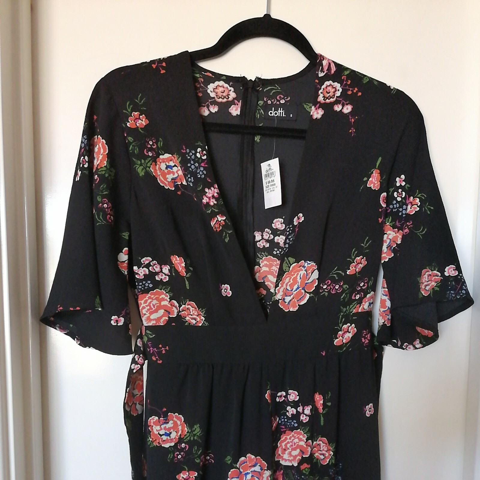 Dotti Size 8 Black Floral Jumpsuit eBay