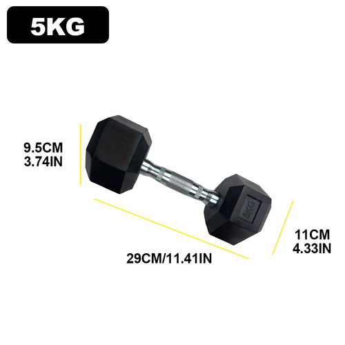 Hex Dumbbells Set 5kg Pair Ergo Hand Weights Rubber Encased Hexagonal Gym - Picture 2 of 12