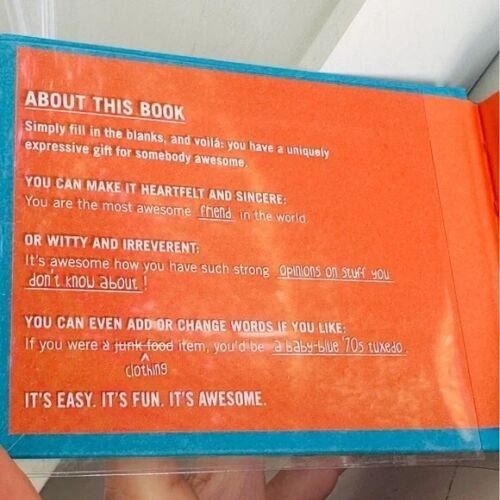 New "Why You're So Awesome" Fill-in-the-Blank Gift Book 4.5 x 3.25 in - B033 - Picture 3 of 5