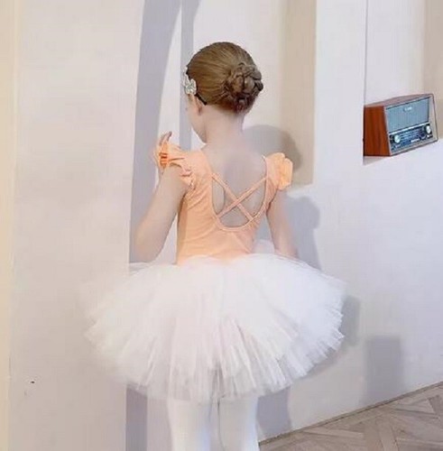 Traje de entrenamiento de algodón con mangas voladoras de verano para niñas vestido de ballet - Imagen 3 de 13