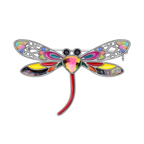 Broche broche libellule alliage émail strass cadeaux pour femmes insectes bijoux - Photo 1 sur 12