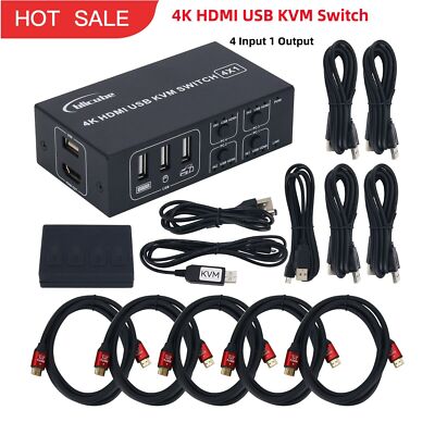 4X1 4K HDMI USB KVM Switch 4 In 1 Out for USB Mouse Keyboard   Printer #A6-34