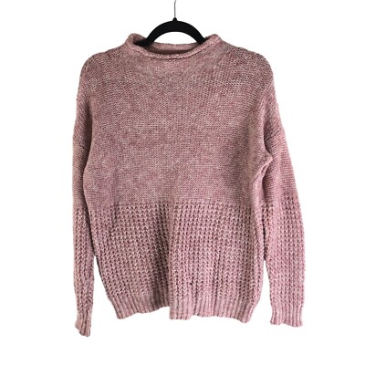American Eagle Chunky Knit Mock Neck Oversized Sweater Pink Size S