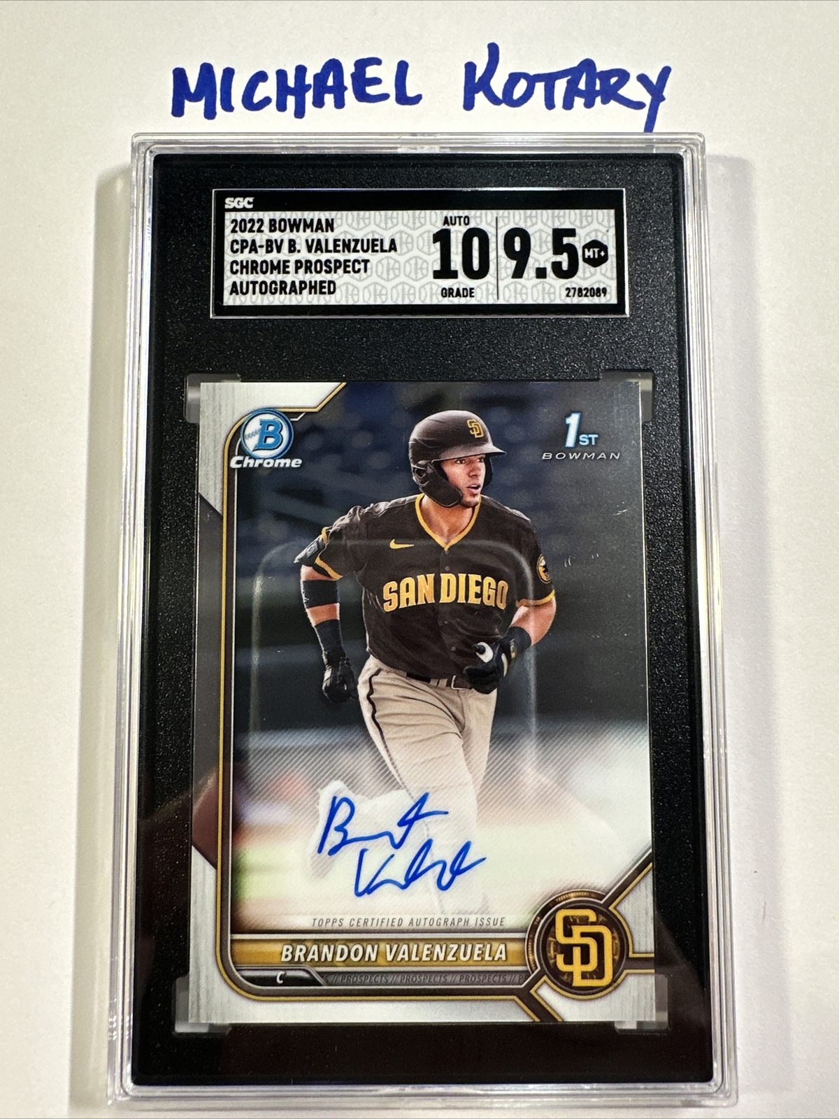 BRANDON VALENZUELA 2022 BOWMAN CHROME AUTO SGC 10/9.5 Padres 1st CPA-bv