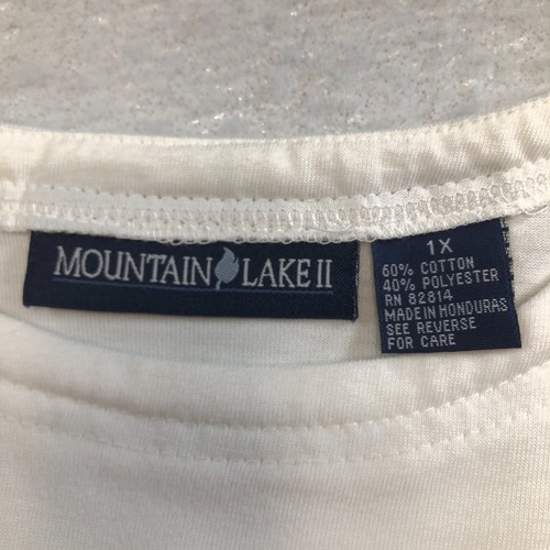 Mountain Lake II Womens T-Shirt Size 1X White Short Sleeve Round Neck NWT - Picture 6 of 10