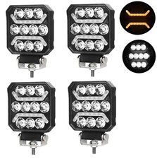 4x LED Lavoro Pois Luce Lampada Bianco Ambra 12v 24v Omologato 6500K Slim Design