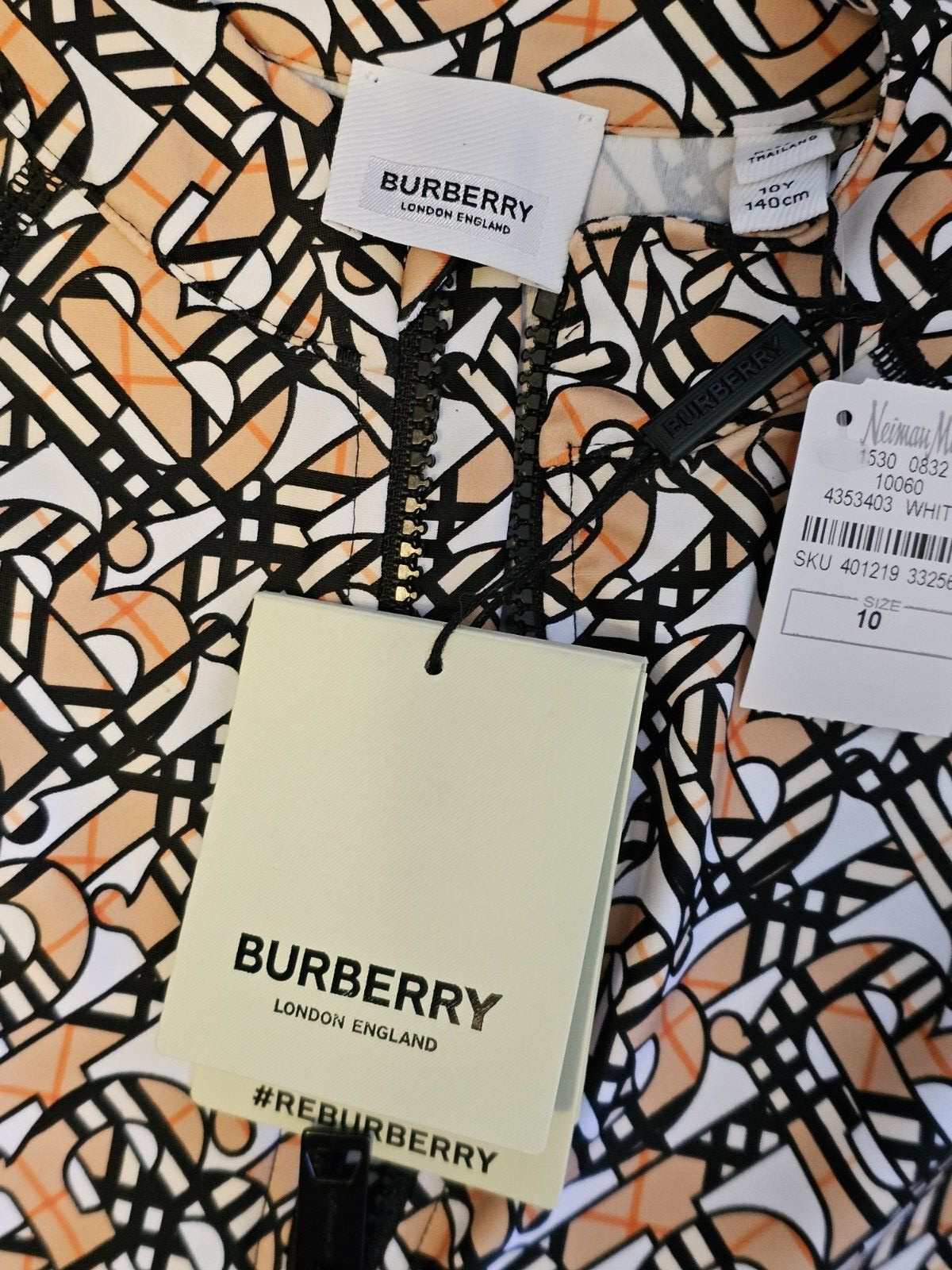 BURBERRY Roger TB Monogram Rashguard Top Unisex Size 10 Youth (New) $250 image 2