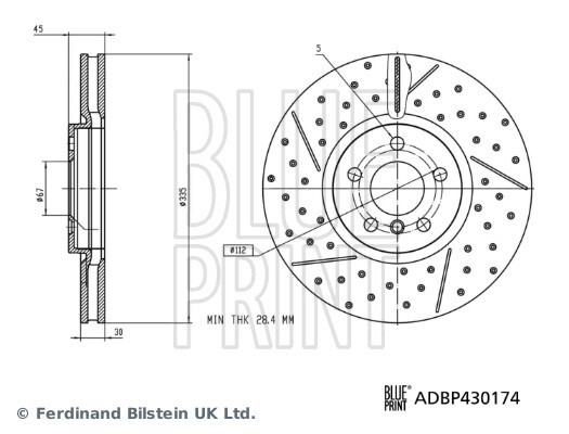 Blue Print 2X Bremsscheiben Vorne BelüFtet Beschichtet FüR Mini Mini F56 F55-image