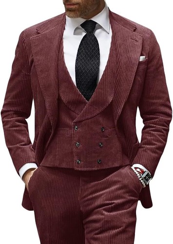 Mens 3Pcs Suit Vintage Groom Wedding Tuxedo Suits Blazer+Vest+Pants 42r 44r 46r - Picture 5 of 27