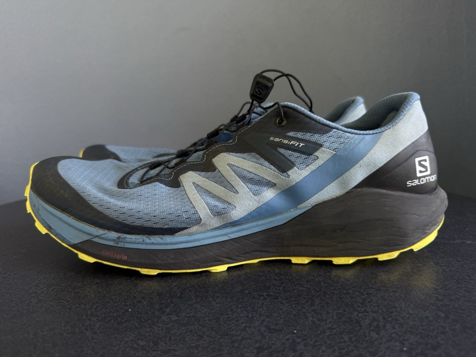 Scarpe da Trail Running Salomon Sense Ride 4 Uomo 12.5 412104 Blu Giallo