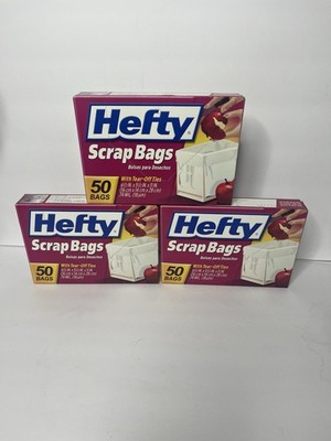 3 Lot Hefty Scrap Bag Boxes Holder  w/ Tear Off Ties 3 x 50 Bags Sealed
