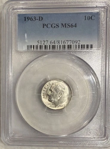 PCGS 1963-D Roosevelt Dime MS64 10C Silver