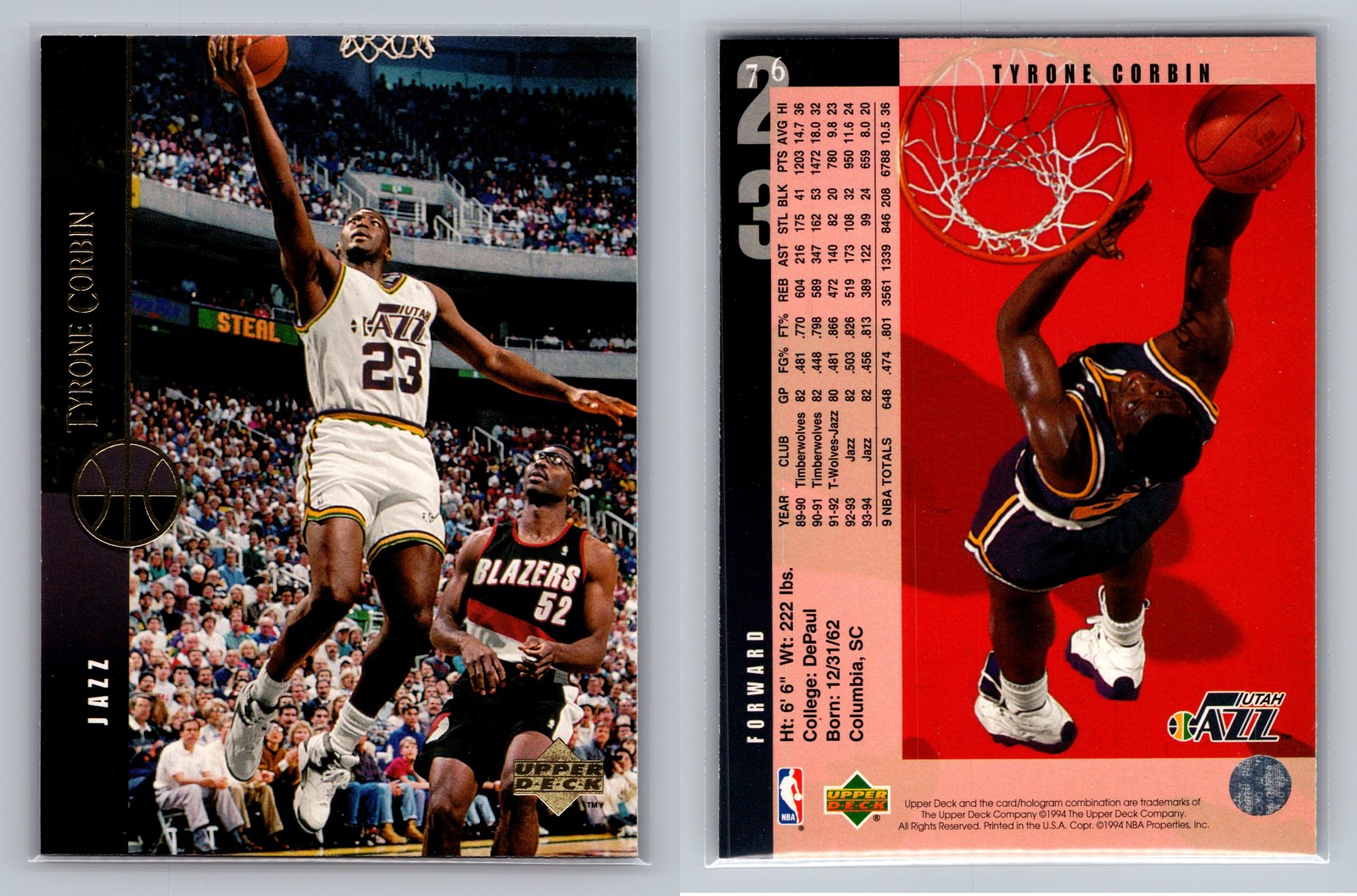 1994-95 Upper Deck #76 Tyrone Corbin