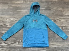 Under Armour Sweatshirt Size Large YXL Loose Youth Blue Hoodie Logo Pullover