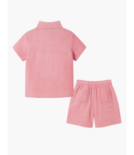 Andy & Evan Kids’ Coral Seersucker Short Sleeve Bottom Up & Shorts Set Size 8 - Picture 2 of 4