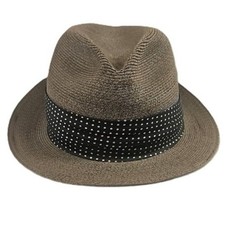 Dobbs Fifth Avenue New York Vintage Straw Trilby Fedora Hat Size 7 1/8 1950s