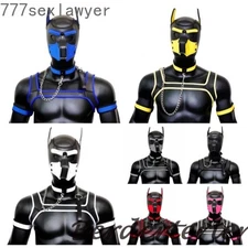 Puppy Play Bdsm Pet Roleplay Set Hood Party Mask Bondage Collar Chest Harness