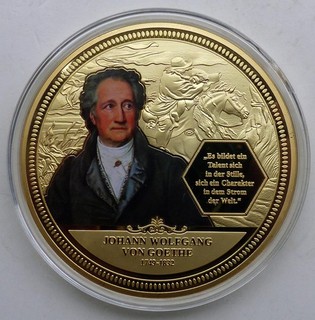 Medaille Johann Wolfgang von Goethe 1749 1832 vergoldet/Farbbild
