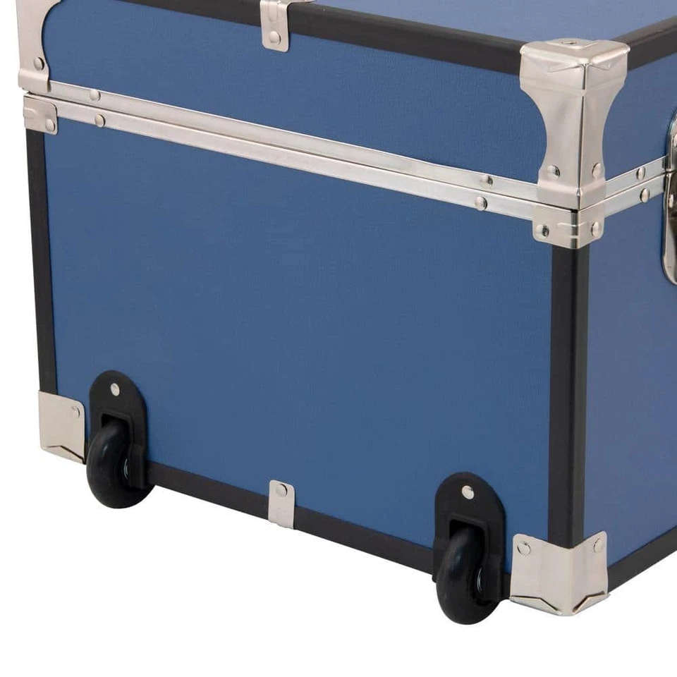 Seward Trunk Storage Trunk with Wheels and Lock 30in W Wood Material Misty Blue - Image 4 of 4