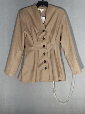 Vita Grace Jessica Blazer Checkered Fit And Flatter Caramel Mix Brown Size M