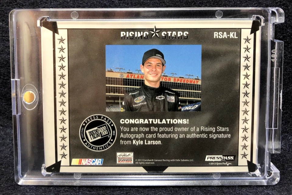 Kyle Larson Rookie Autograph 2013 Press Pass Total Memorabilia Rising Stars /125 - Image 2 of 2