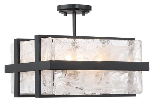 Minka Lavery 3616 Cloud Break 4 Light 15"W Semi-Flush Square - Coal - Picture 1 of 2