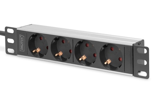 DIGITUS 4-way power strip - 1U - 10-inch (254 mm) - rack mounting in network cab - 第 1/7 張圖片