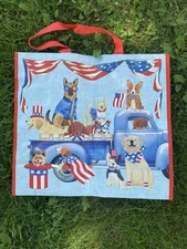 Reuseable Tote Shopping Bag Dogs Patriotic Flag Tj Maxx America Collectible