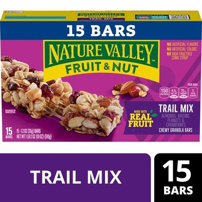 Nature Valley Chewy Fruit and Nut Granola Bars, Trail Mix, 15 Count, 18 oz...