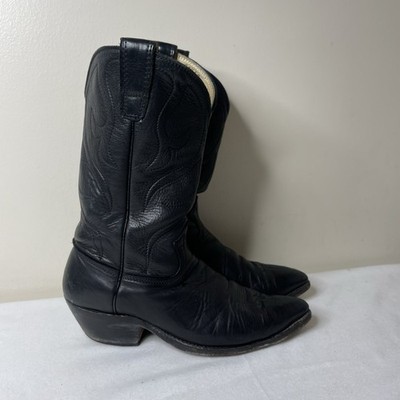 Stewart Boot Co. 1977 VTG Hand Made Black Cowhide Leather Cowboy Boots 10D