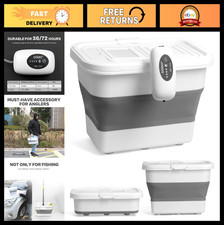 14 Quart Collapsible Fishing Bucket with Aerator & Rechargeable Air Pump - Live