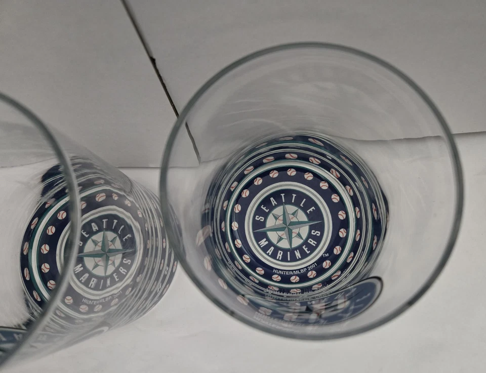 Seattle Mariners 2001 Hunter/MLBP Juego de 2 vasos logotipo MLB en la parte inferior del vidrio Foto 2 de 4