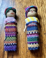 Guatemalan Worry Dolls Anxiety Gift Mayan Trouble, 2 Dolls Hand Made