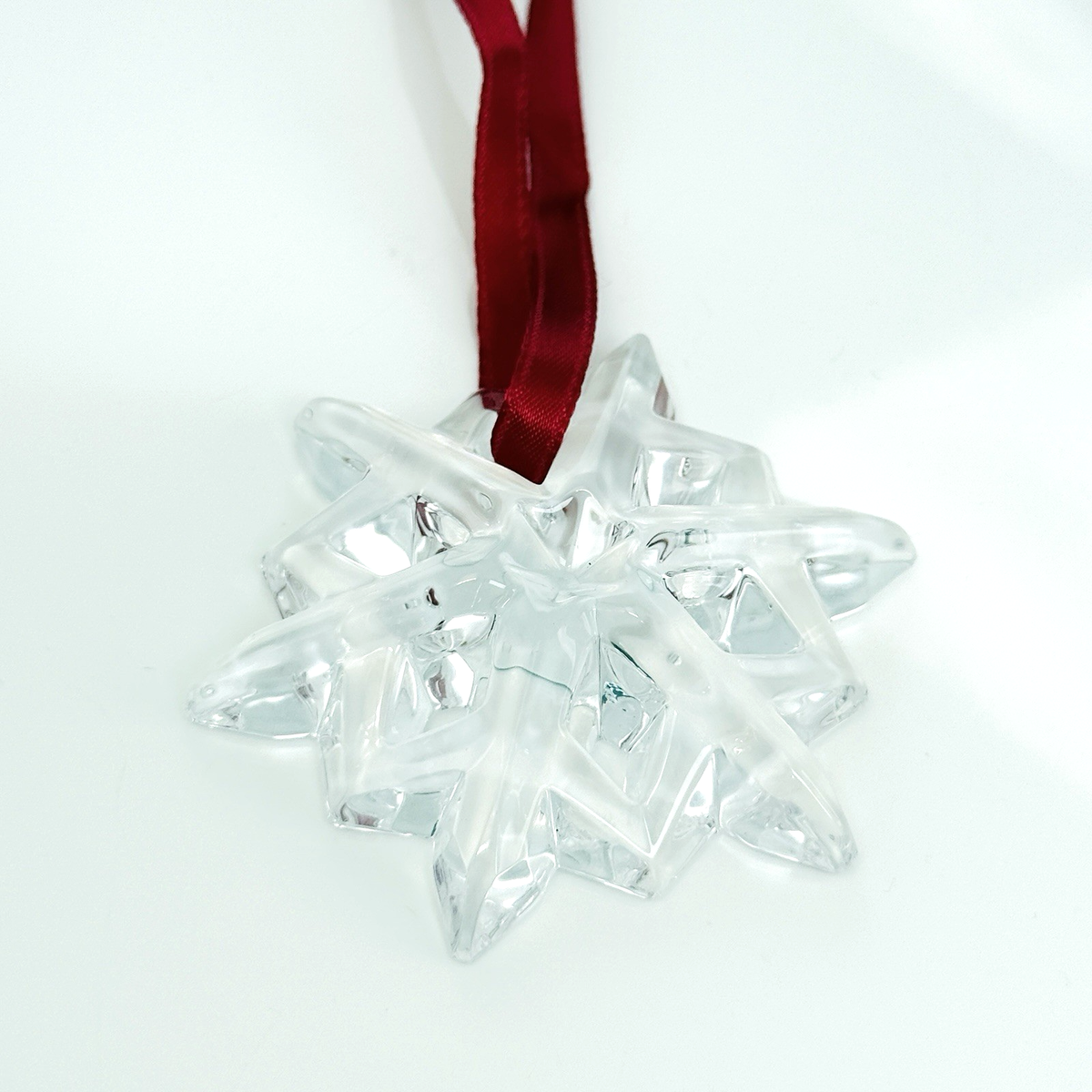 Tiffany Crystal Snowflake Christmas Tree Holiday Ornament with Red