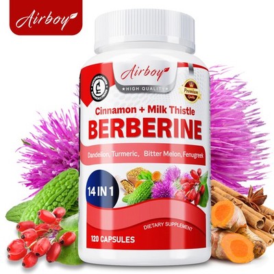 Berberine Capsules - Cinnamon, Milk Thistle, Dandelion, Bitter Melon - 120pcs