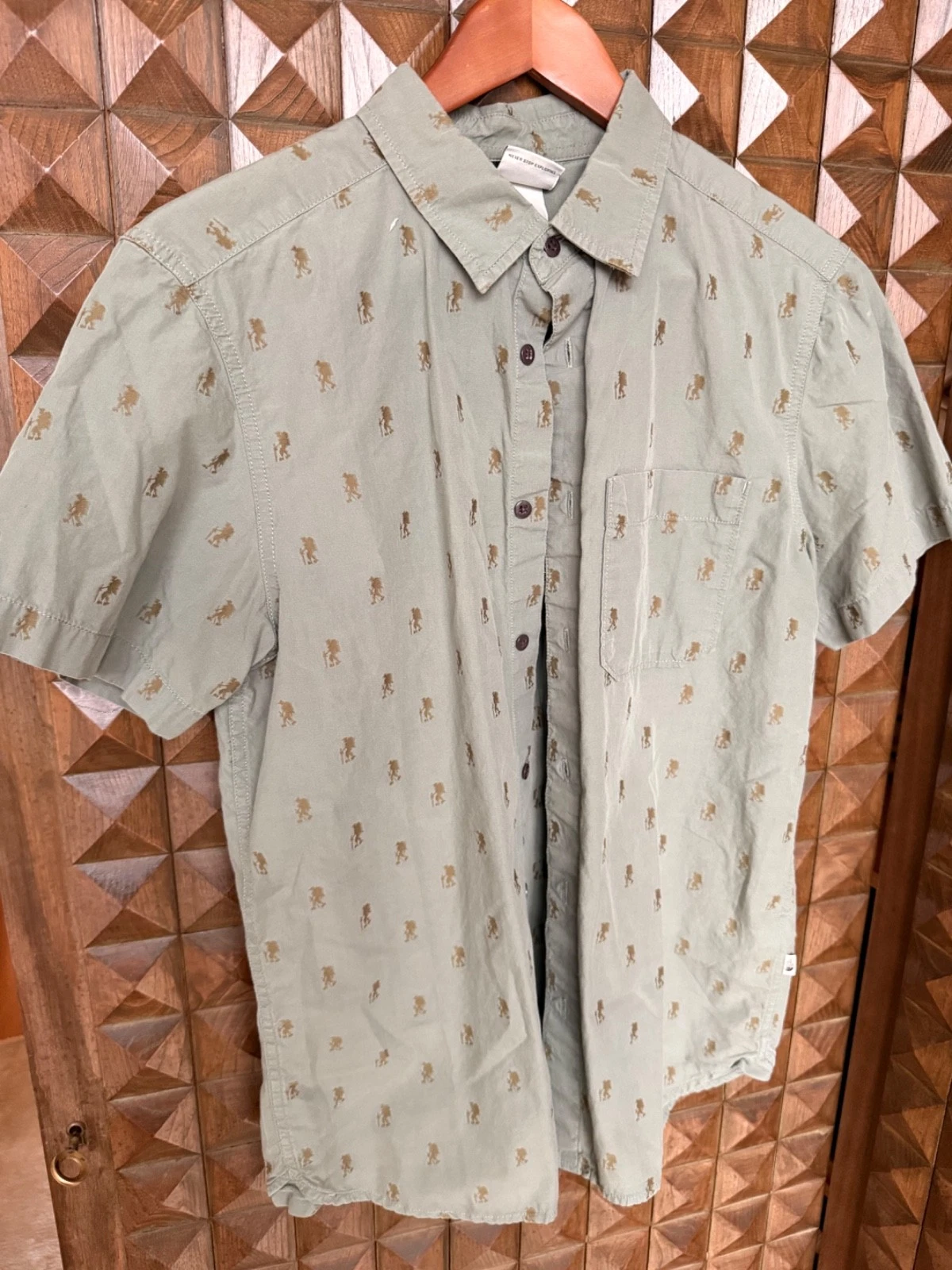The North Face Shirt Mens Medium BAYTRAIL SS Breathable Button Up Hiking Print