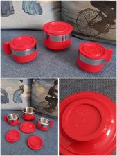 Set Vintage Modernariato Design Morinox 2 Tazzine + Zuccheriera Rosso