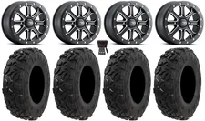 ITP Inertia Bdlk 15"Wheels Bk +40mm 30"Harvester Tires Kawasaki Mule Pro FXTKRX